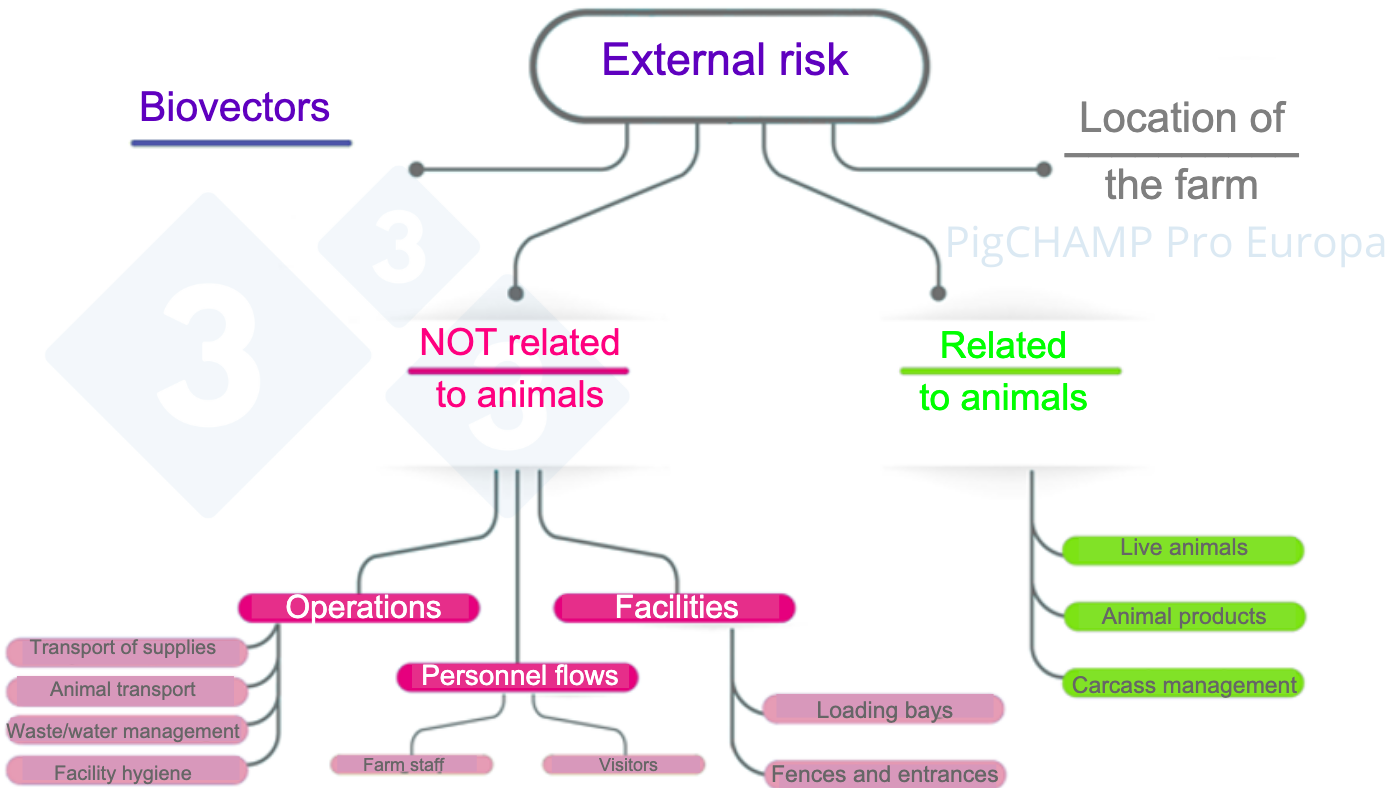<p>Figure&nbsp;2. Diagram to analyze the main external risk factors during the farm visit.</p>

